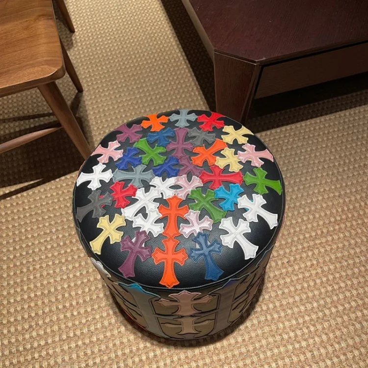 Chrome Hearts Colorful Cross Round Stool